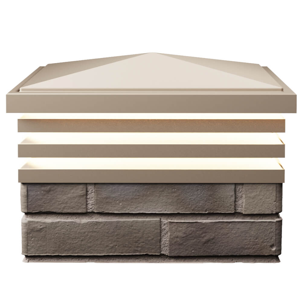 Колпак Zking Бона ХайТек Бежевый на столб 1.5х1.5 кирпича (385х385мм) с подсветкой в Серпухове фото