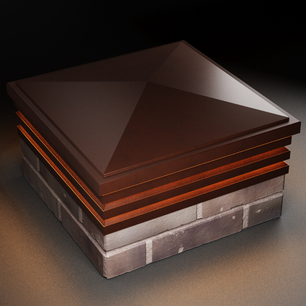 Колпак Zking Бона ХайТек Коричневый на столб 2х2 кирпича (513х513мм) с подсветкой в Серпухове фото