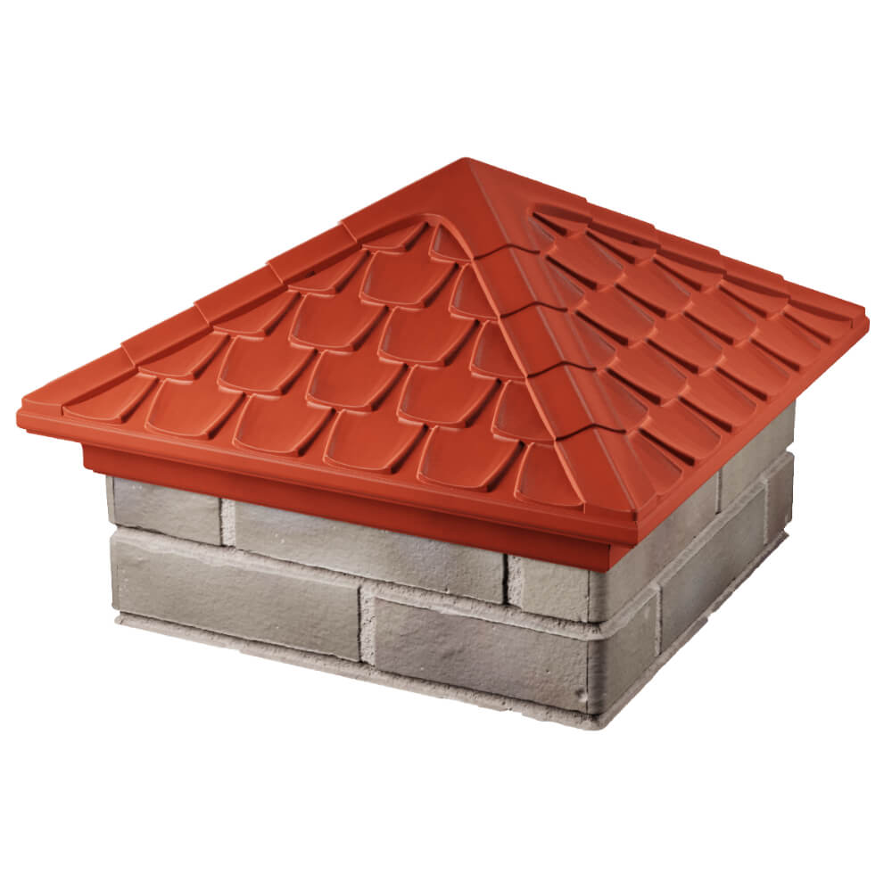 Колпак Zking Эльбрус Красный на столб 1.5х1.5 кирпича (385х385мм) в Серпухове фото