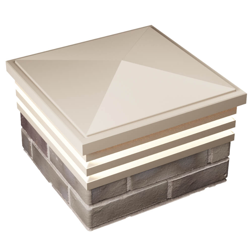 Колпак Zking Бона ХайТек Бежевый на столб 1.5х1.5 кирпича (385х385мм) с подсветкой в Серпухове фото