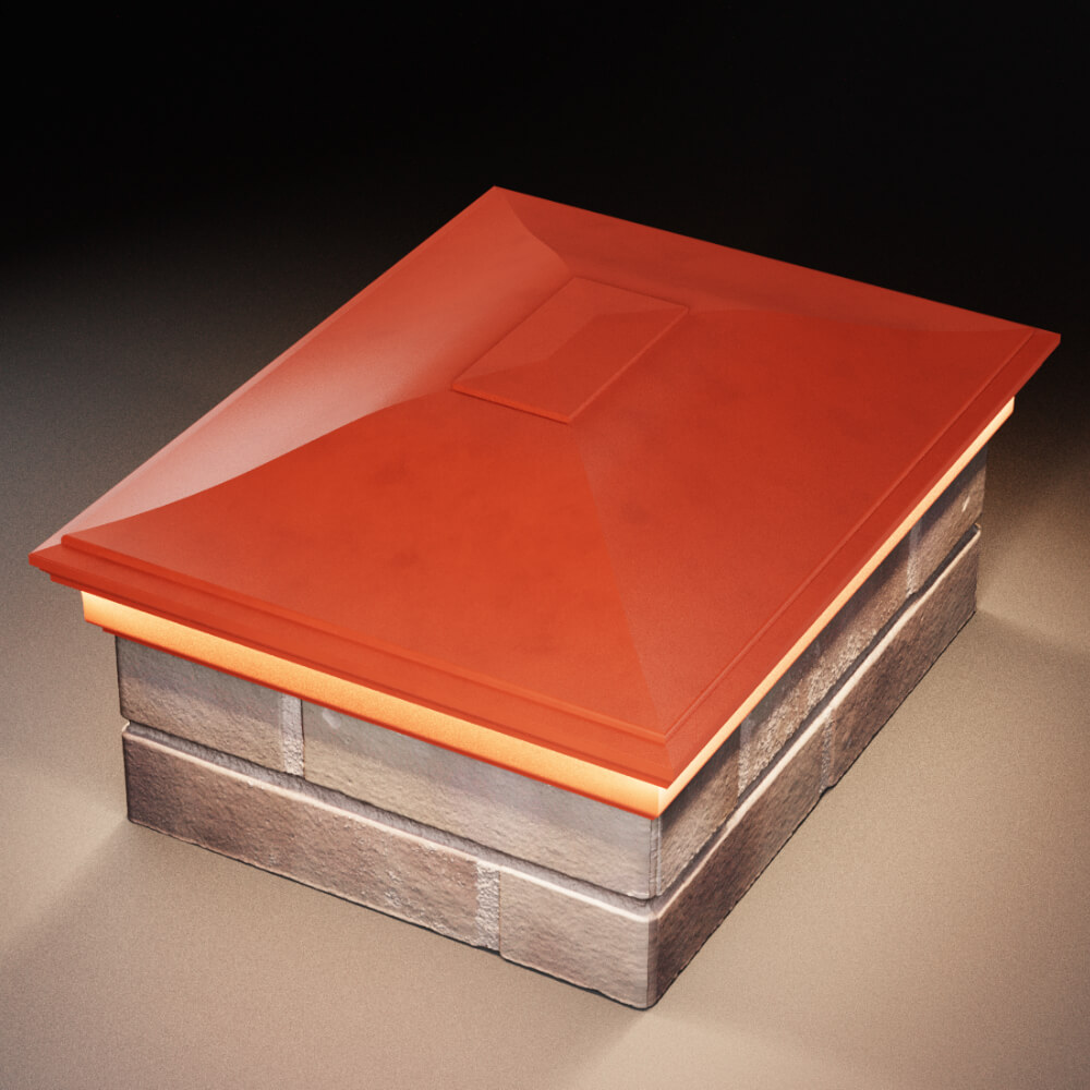 Колпак Zking Монблан Красный на столб 2х1.5 кирпича (515х385мм) c подсветкой в Серпухове фото