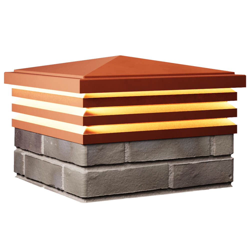 Колпак Zking Бона ХайТек Красный на столб 1.5х1.5 кирпича (385х385мм) с подсветкой в Серпухове фото