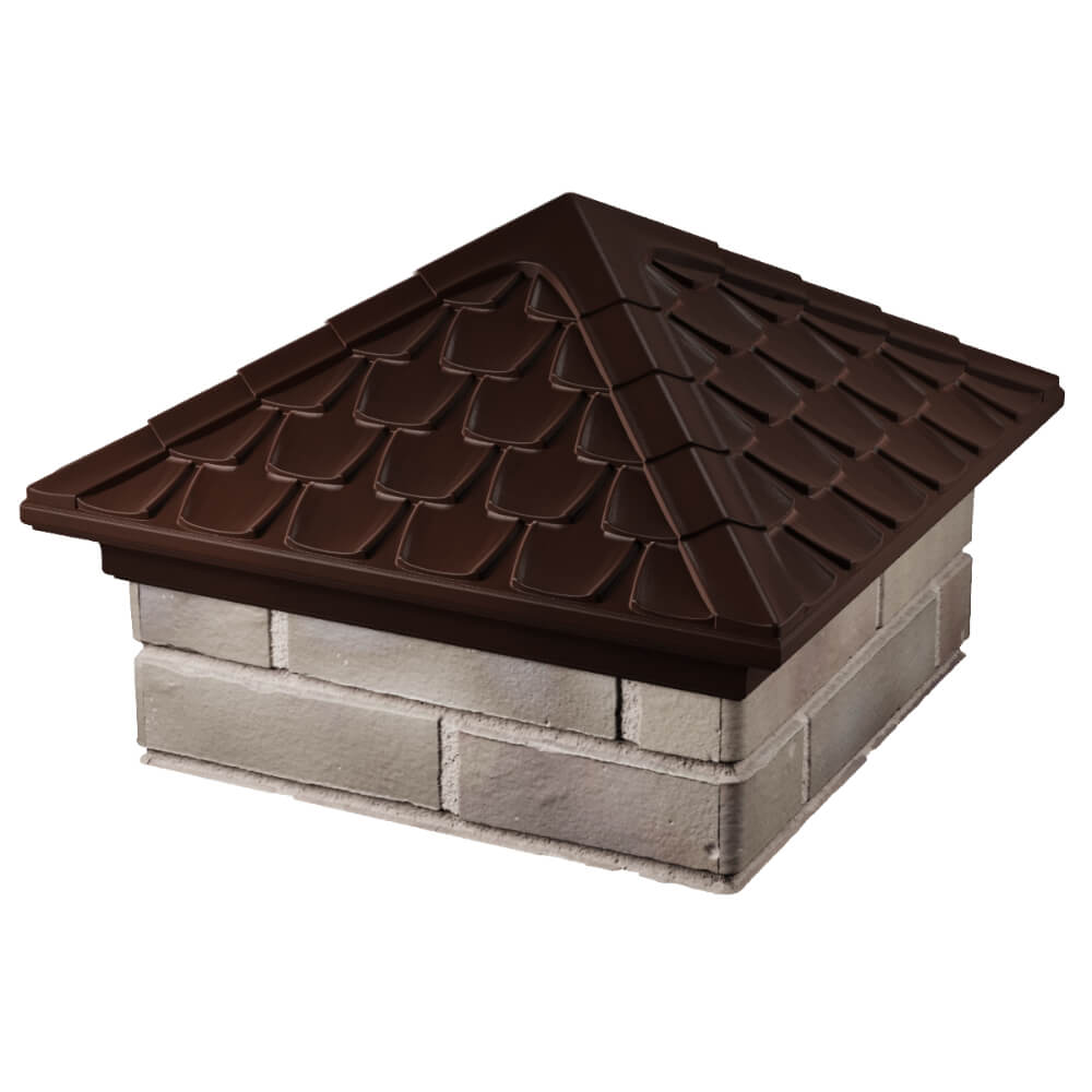 Колпак Zking Эльбрус Коричневый на столб 1.5х1.5 кирпича (385х385мм) в Серпухове фото