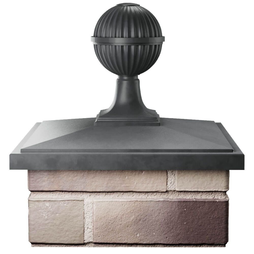 Колпак Zking БонаМоно Серый с шаром на столб 1.5х1.5 кирпича (385х385, 400х400мм) в сборе Серпухов фото