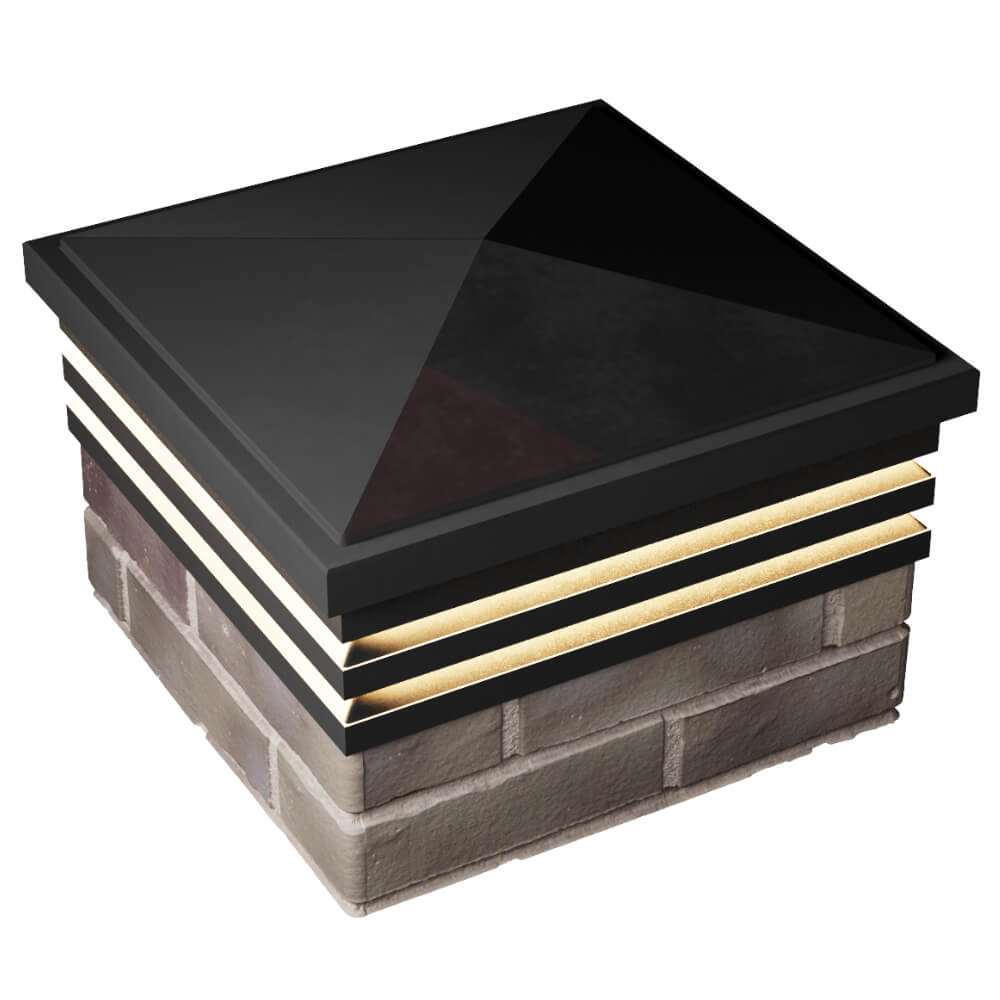 Колпак Zking Бона ХайТек Черный на столб 1.5х1.5 кирпича (385х385мм) с подсветкой в Серпухове фото