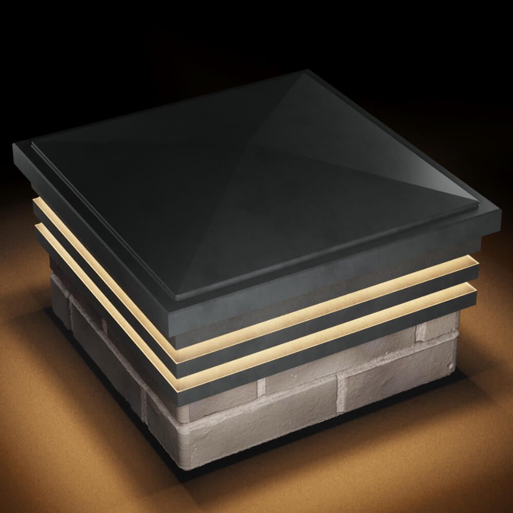 Колпак Zking Бона ХайТек Серый на столб 1.5х1.5 кирпича (385х385мм) с подсветкой в Серпухове фото