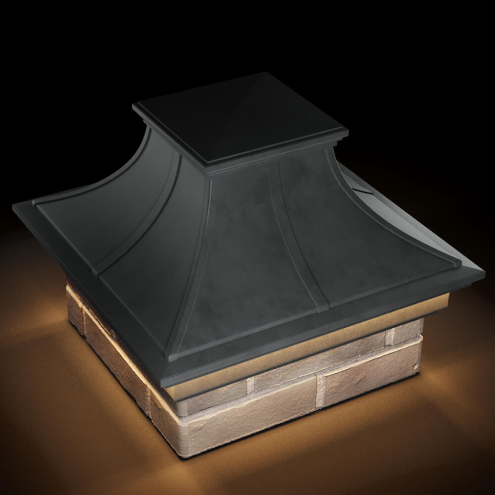 Колпак Zking Монблан Премиум Серый на столб 1.5х1.5 кирпича (385х385мм) с подсветкой в Серпухове фото