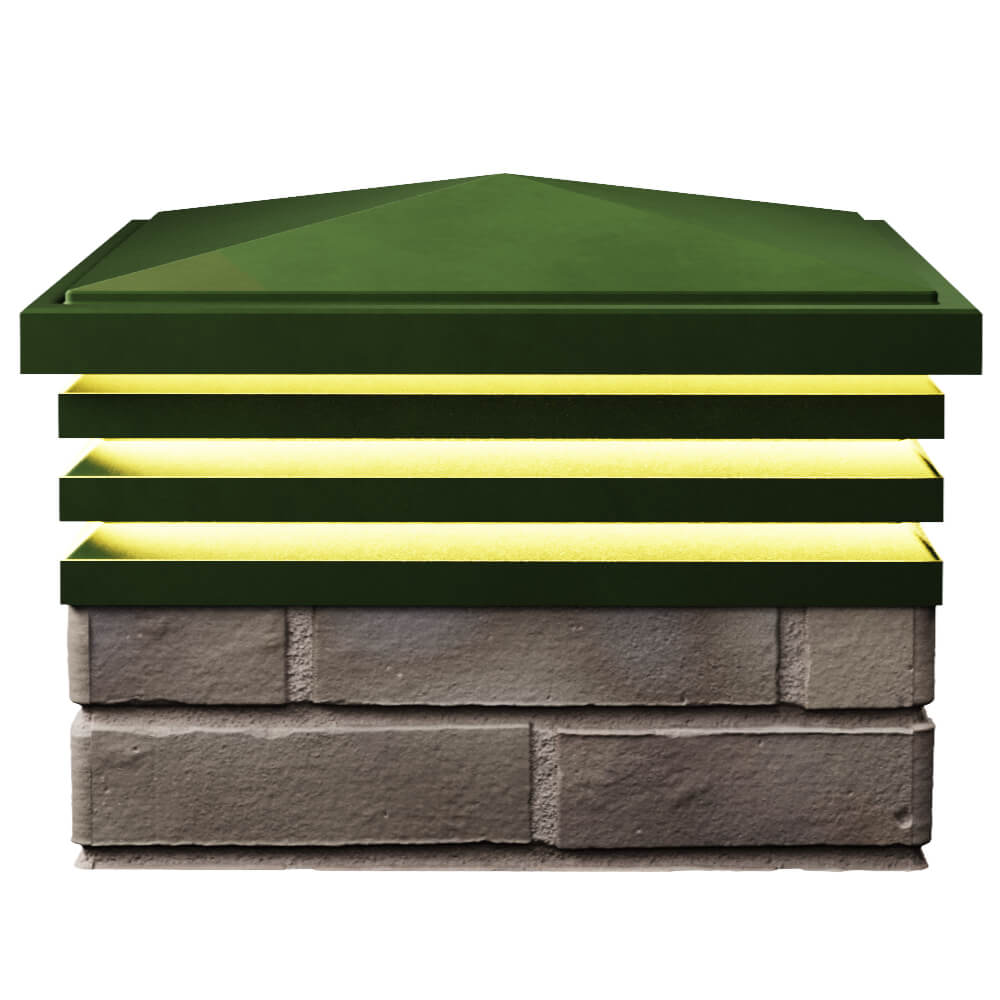 Колпак Zking Бона ХайТек Зеленый на столб 1.5х1.5 кирпича (385х385мм) с подсветкой в Серпухове фото