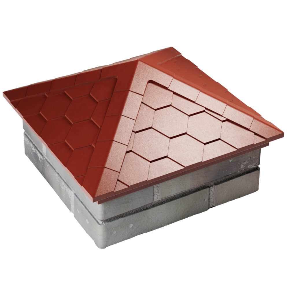 Колпак Zking Эверест Красный на столб 1.5х1.5 кирпича (390х390мм) в Серпухове фото