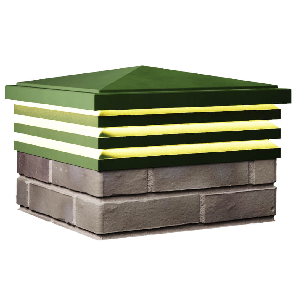 Колпак Zking Бона ХайТек Зеленый на столб 1.5х1.5 кирпича (385х385мм) с подсветкой в Серпухове фото