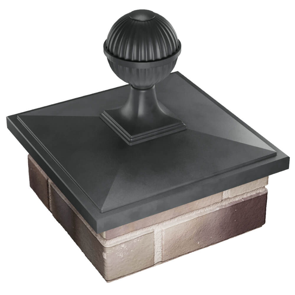 Колпак Zking БонаМоно Серый с шаром на столб 1.5х1.5 кирпича (385х385, 400х400мм) в сборе в Серпухове фото