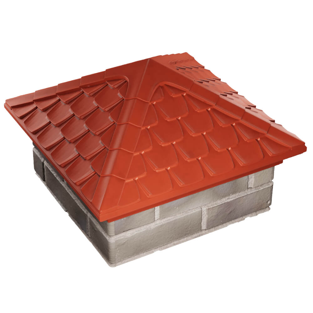 Колпак Zking Эльбрус Красный на столб 1.5х1.5 кирпича (385х385мм) в Серпухове фото