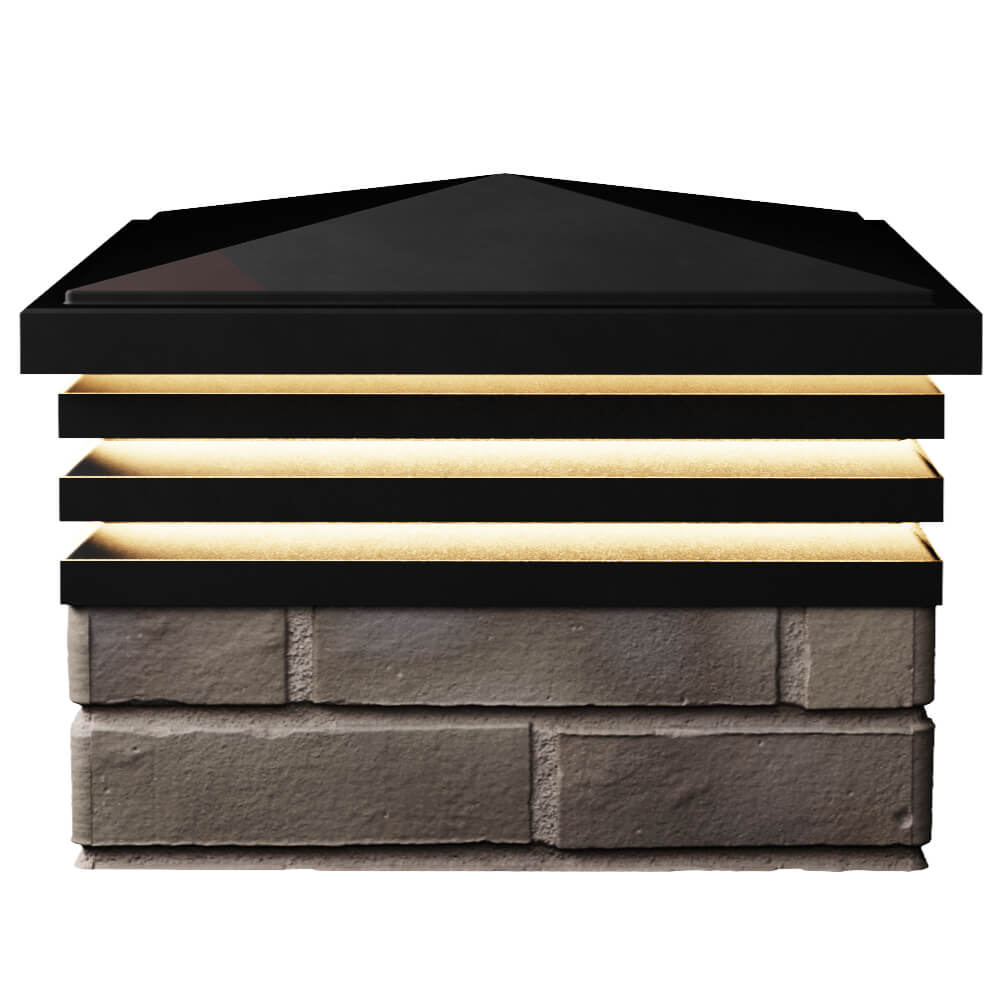 Колпак Zking Бона ХайТек Черный на столб 1.5х1.5 кирпича (385х385мм) с подсветкой в Серпухове фото