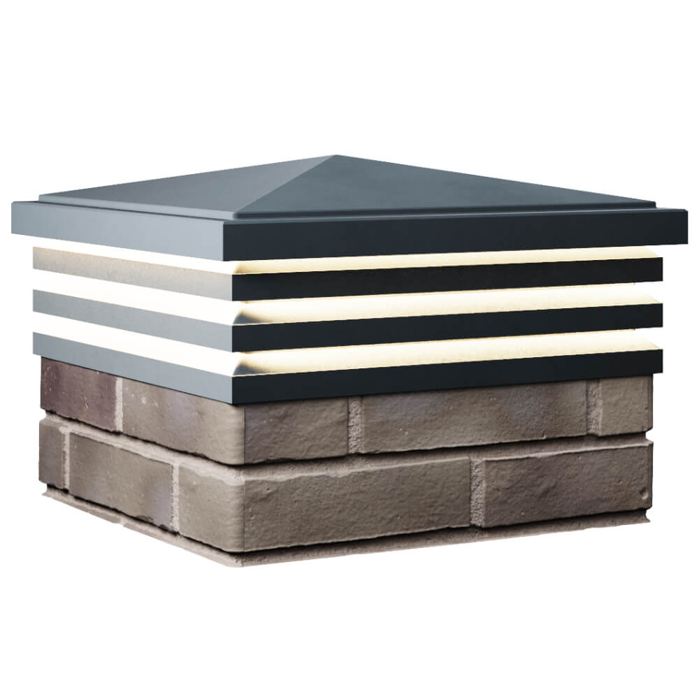 Колпак Zking Бона ХайТек Серый на столб 1.5х1.5 кирпича (385х385мм) с подсветкой в Серпухове фото