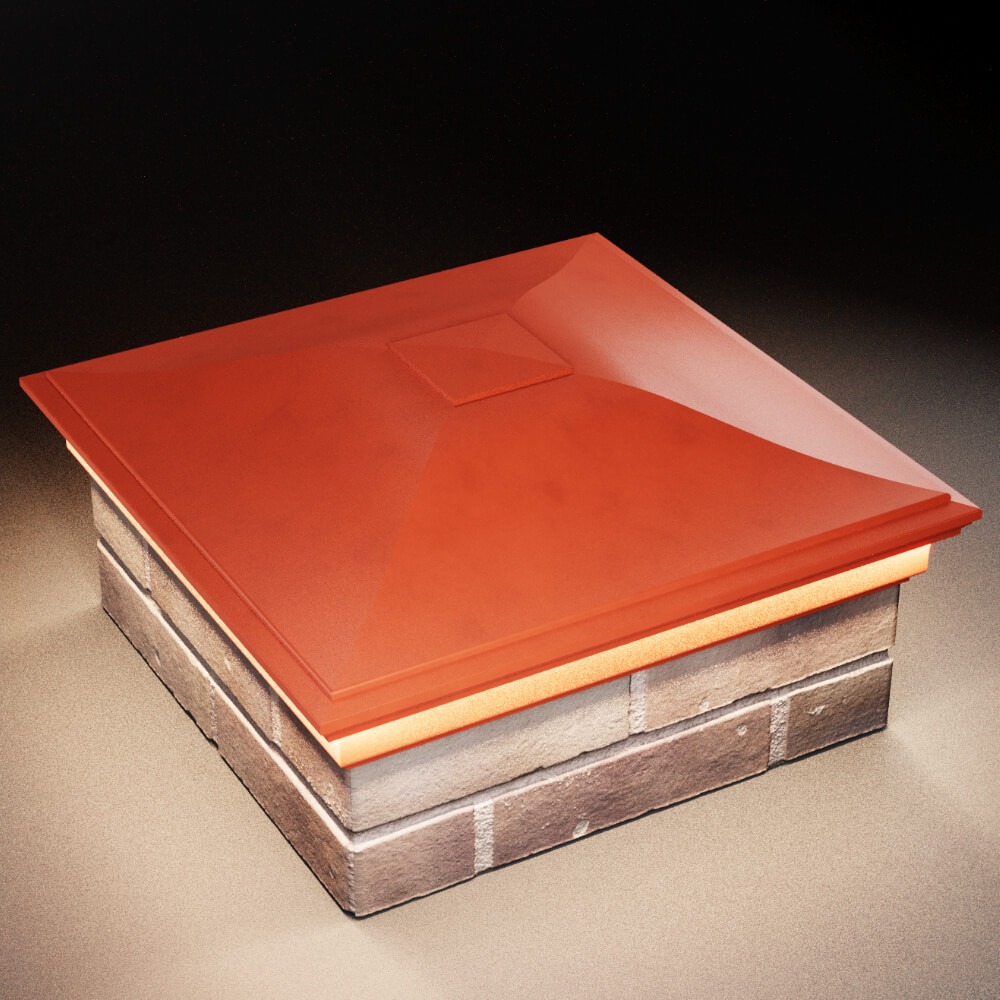 Колпак Zking Монблан Красный на столб 2х2 кирпича (515х515мм) c подсветкой в Серпухове фото