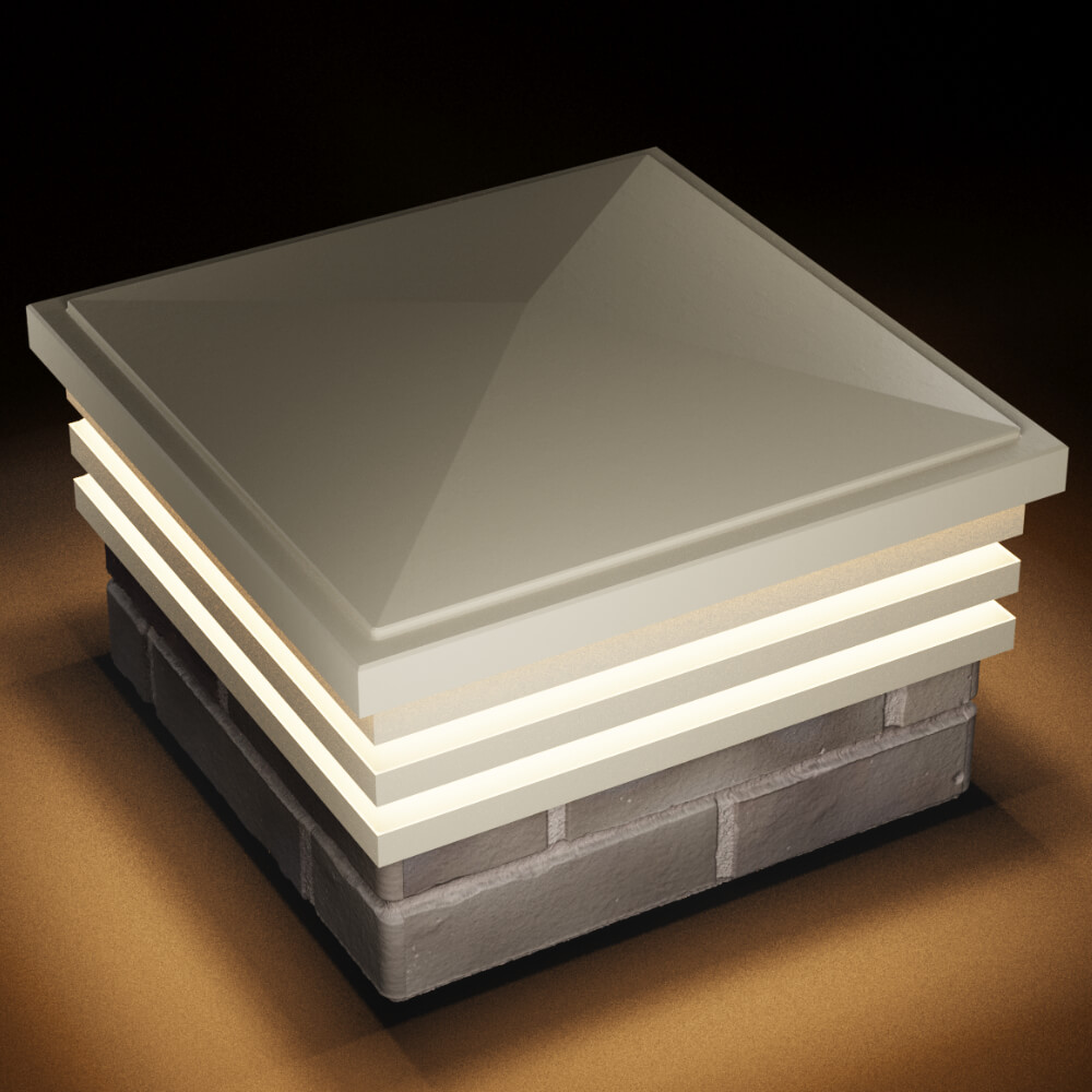 Колпак Zking Бона ХайТек Бежевый на столб 1.5х1.5 кирпича (385х385мм) с подсветкой в Серпухове фото