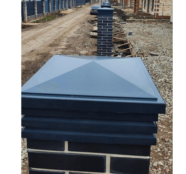 Колпак Zking Бона ХайТек Серый на столб 1.5х1.5 кирпича (385х385мм) в Серпухове фото