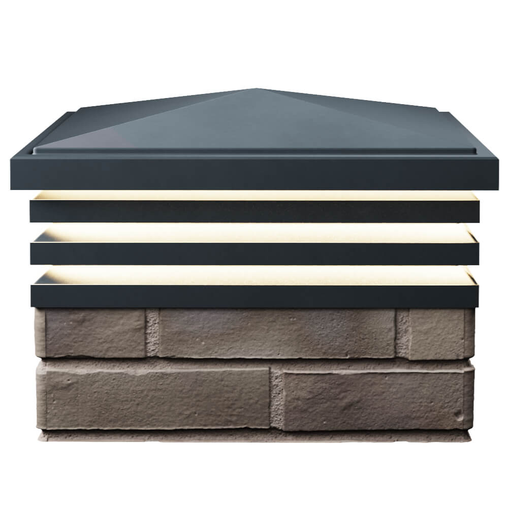 Колпак Zking Бона ХайТек Серый на столб 1.5х1.5 кирпича (385х385мм) с подсветкой в Серпухове фото