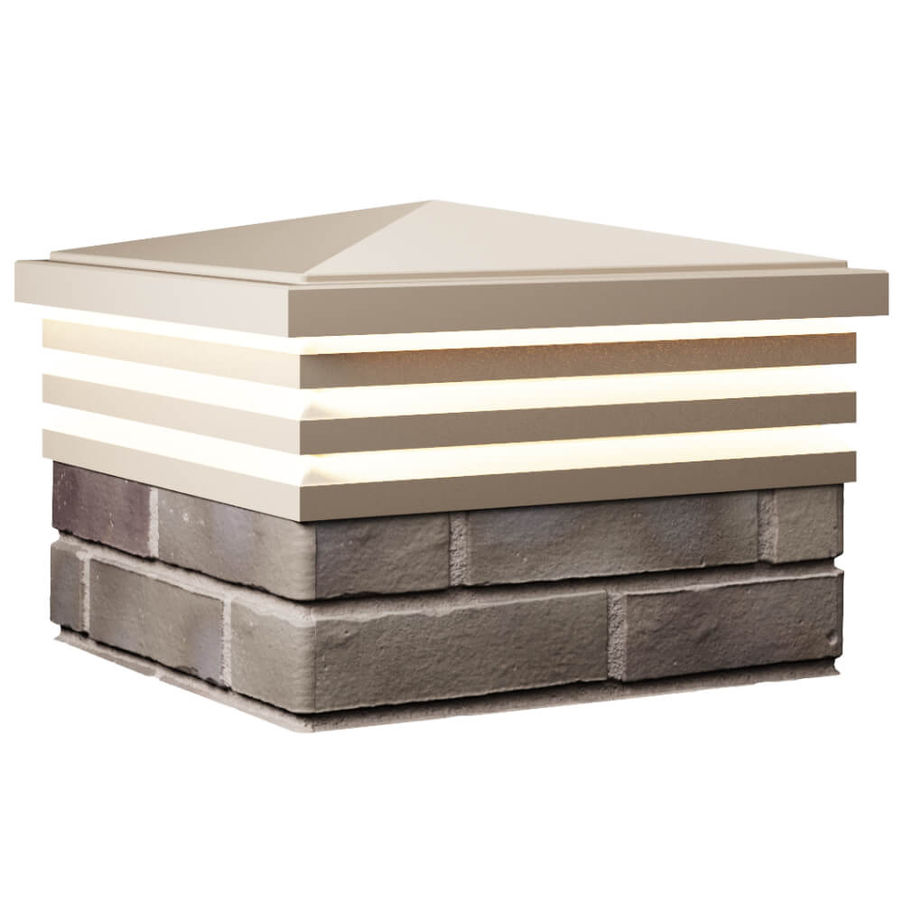 Колпак Zking Бона ХайТек Бежевый на столб 1.5х1.5 кирпича (385х385мм) с подсветкой в Серпухове фото