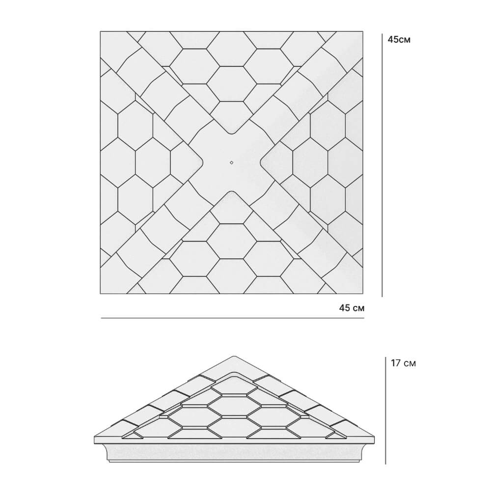 Колпак Zking Эверест Серый на столб 1.5х1.5 кирпича (390х390мм) в Серпухове фото