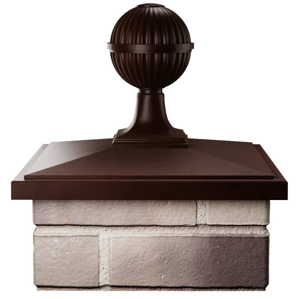 Колпак Zking БонаМоно Коричневый с шаром на столб 1.5х1.5 кирпича (385х385, 400х400мм) в сборе Серпухов фото