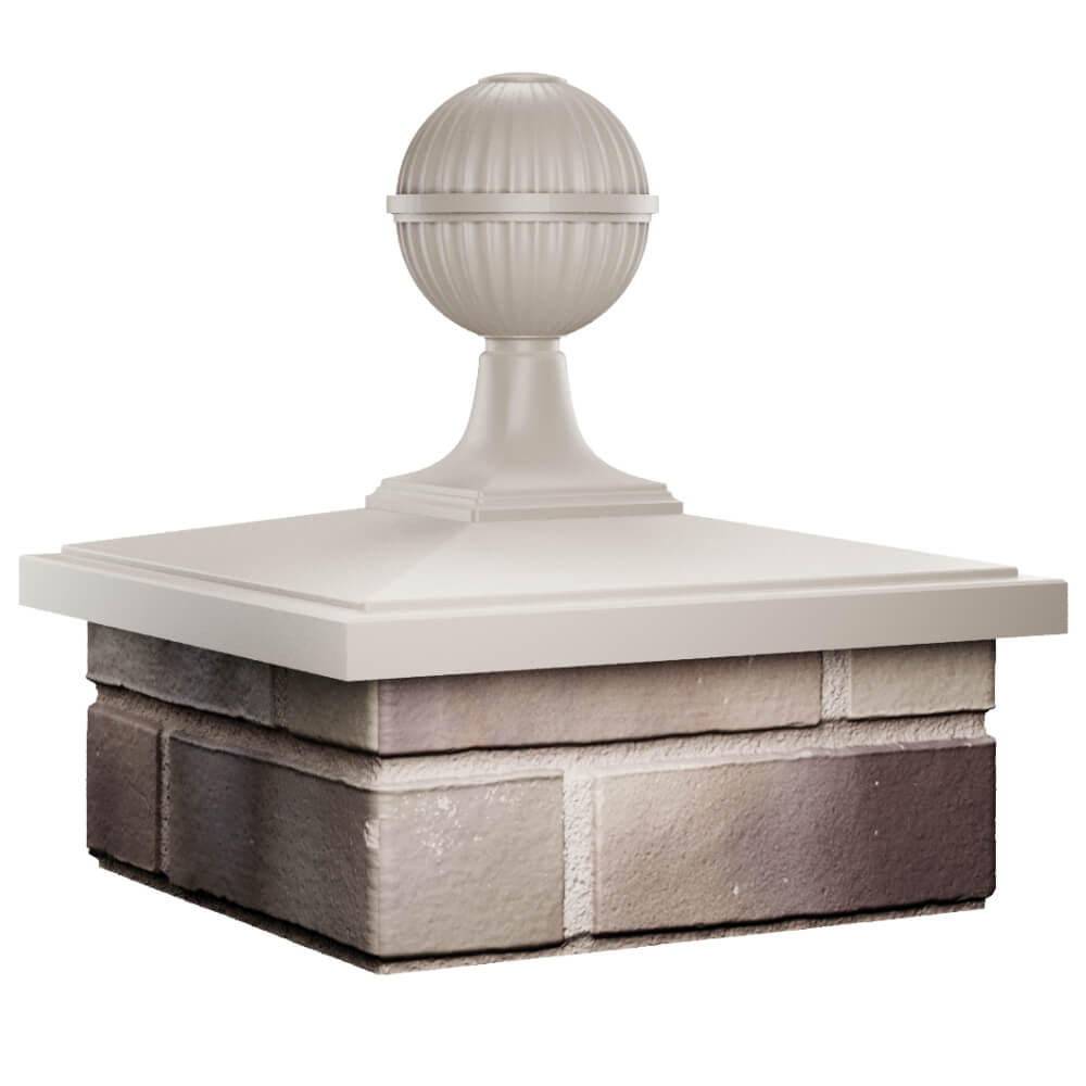Колпак Zking БонаМоно Бежевый с шаром на столб 1.5х1.5 кирпича (385х385, 400х400мм) в сборе в Серпухове фото