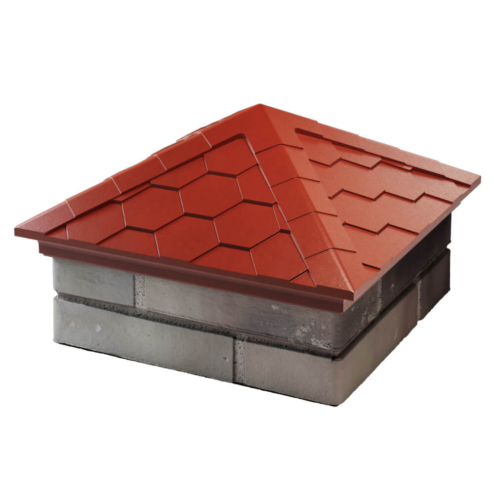 Колпак Zking Эверест Красный на столб 1.5х1.5 кирпича (390х390мм) в Серпухове фото