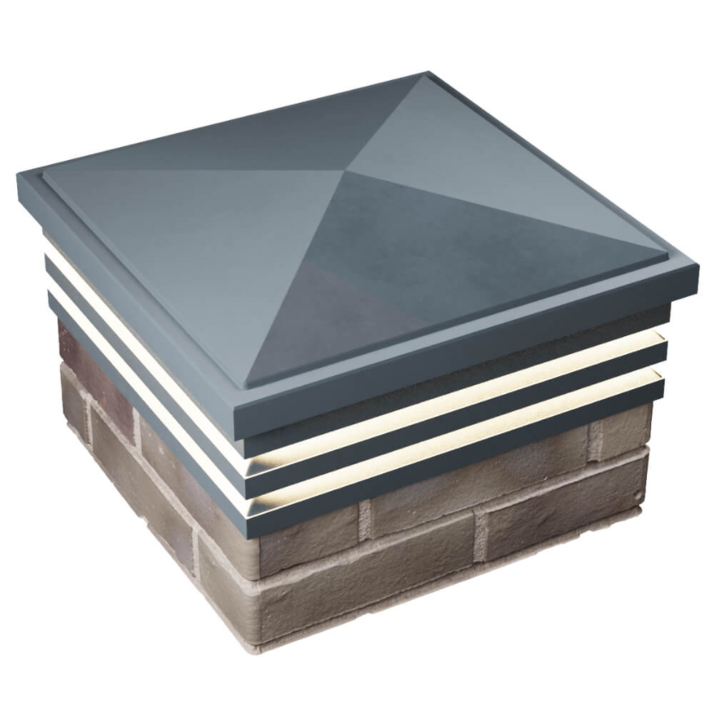 Колпак Zking Бона ХайТек Серый на столб 1.5х1.5 кирпича (385х385мм) с подсветкой в Серпухове фото