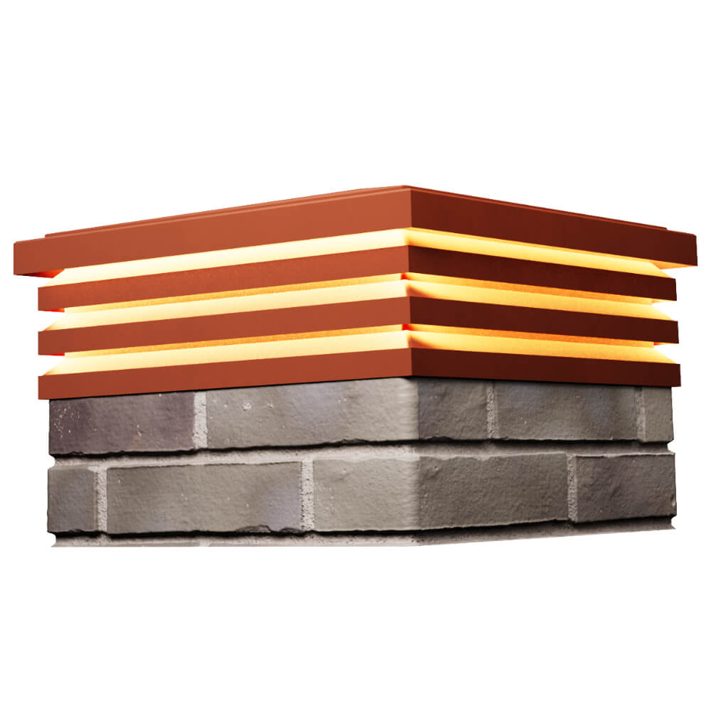 Колпак Zking Бона ХайТек Красный на столб 1.5х1.5 кирпича (385х385мм) с подсветкой в Серпухове фото