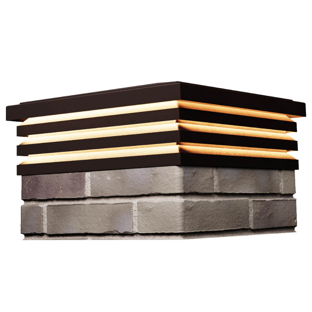 Колпак Zking Бона ХайТек Коричневый на столб 1.5х1.5 кирпича (385х385мм) с подсветкой в Серпухове фото