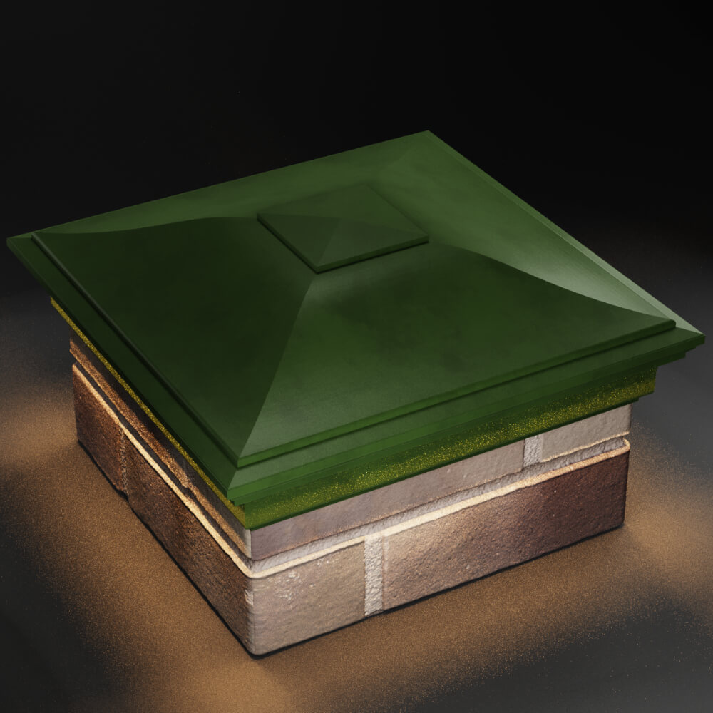 Колпак Zking Монблан Зеленый на столб 1.5х1.5 кирпича (385х385мм) с подсветкой в Серпухове фото