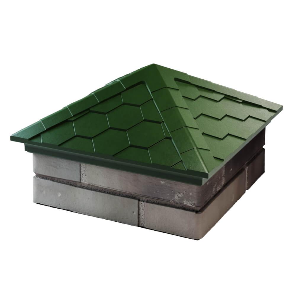 Колпак Zking Эверест Зеленый на столб 1.5х1.5 кирпича (390х390мм) в Серпухове фото