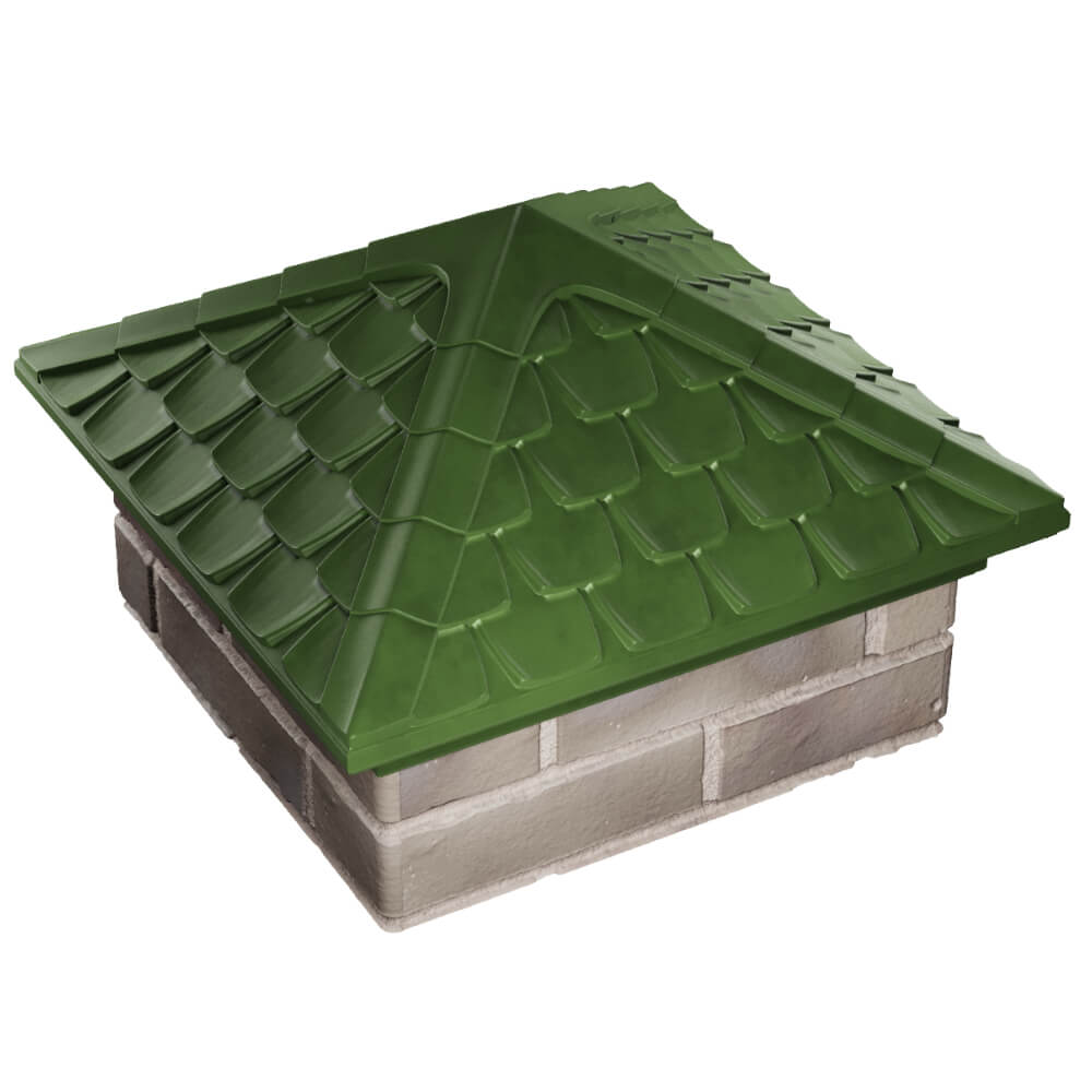 Колпак Zking Эльбрус Зеленый на столб 1.5х1.5 кирпича (385х385мм) в Серпухове фото