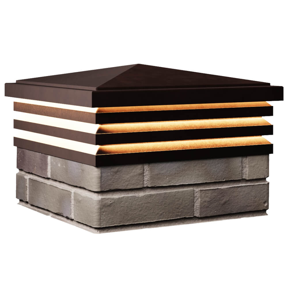 Колпак Zking Бона ХайТек Коричневый на столб 1.5х1.5 кирпича (385х385мм) с подсветкой в Серпухове фото