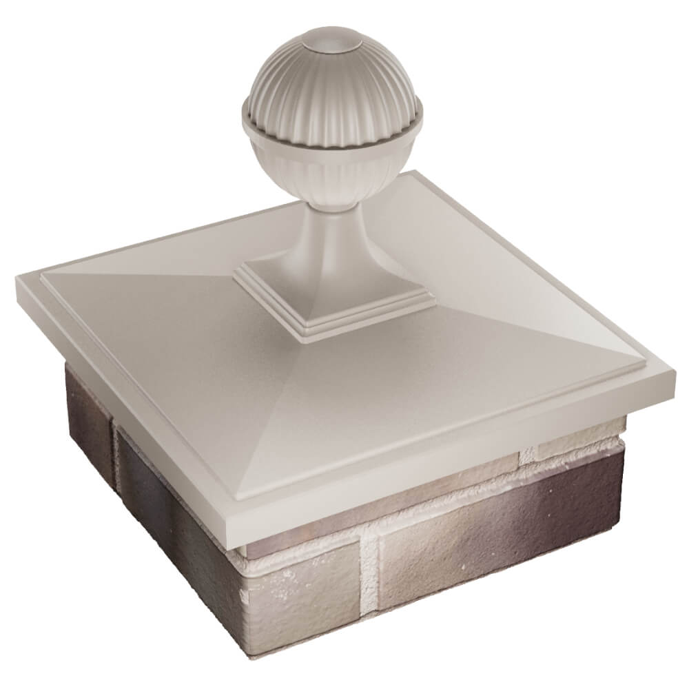 Колпак Zking БонаМоно Бежевый с шаром на столб 1.5х1.5 кирпича (385х385, 400х400мм) в сборе в Серпухове фото