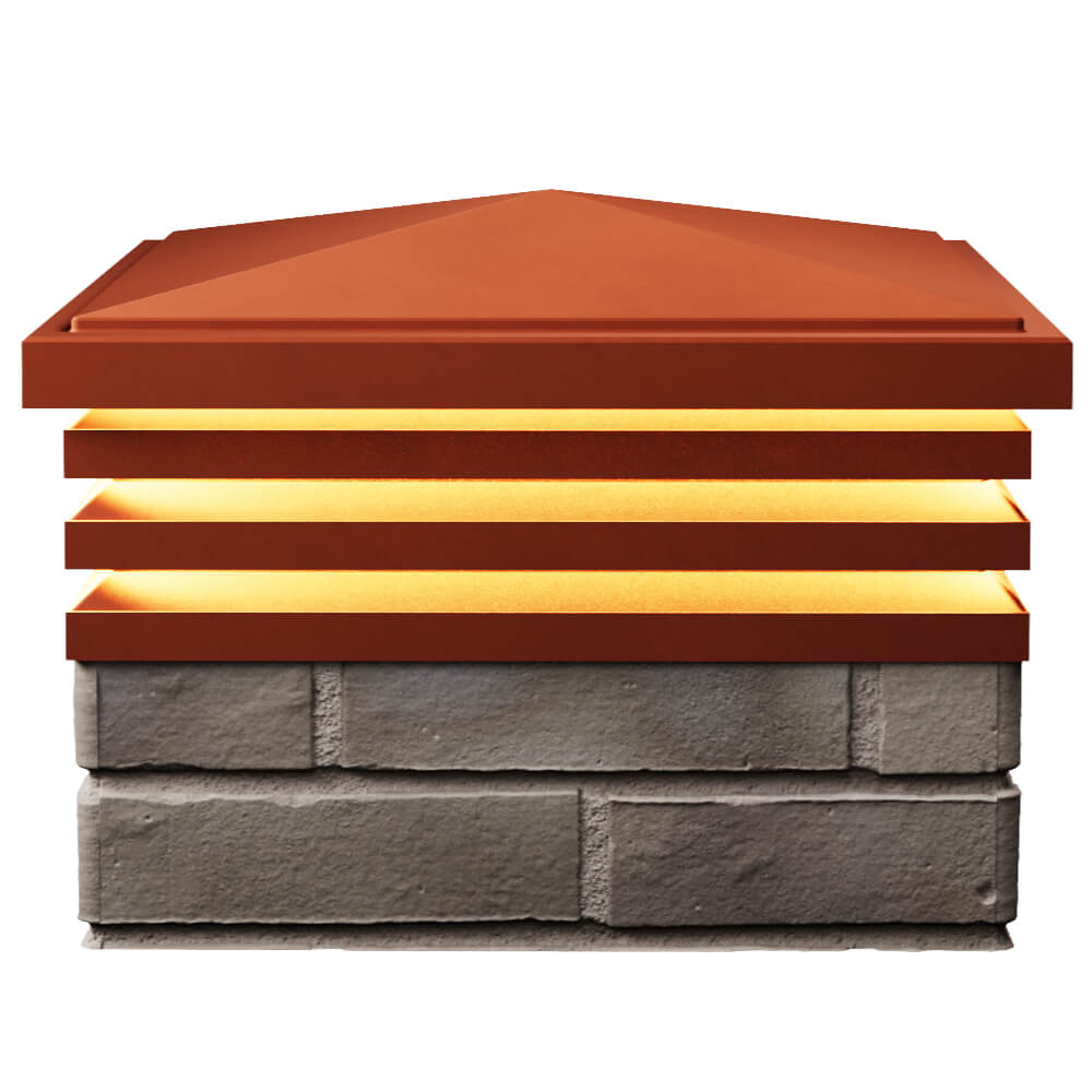 Колпак Zking Бона ХайТек Красный на столб 1.5х1.5 кирпича (385х385мм) с подсветкой в Серпухове фото