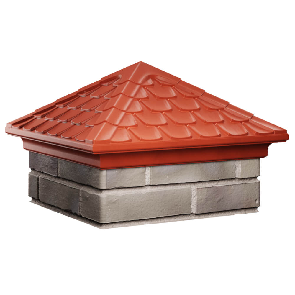 Колпак Zking Эльбрус Красный на столб 1.5х1.5 кирпича (385х385мм) в Серпухове фото