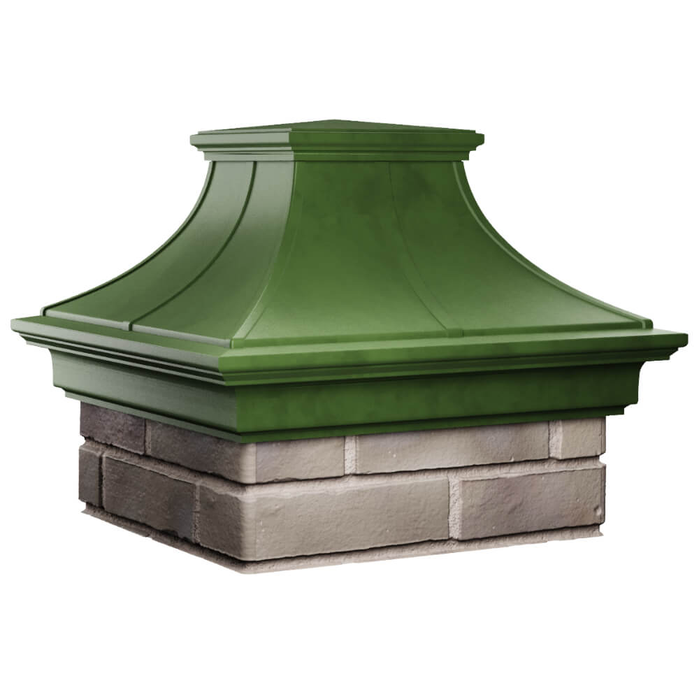 Колпак Zking Монблан Премиум Зеленый на столб 1.5х1.5 кирпича (385х385мм) в Серпухове фото