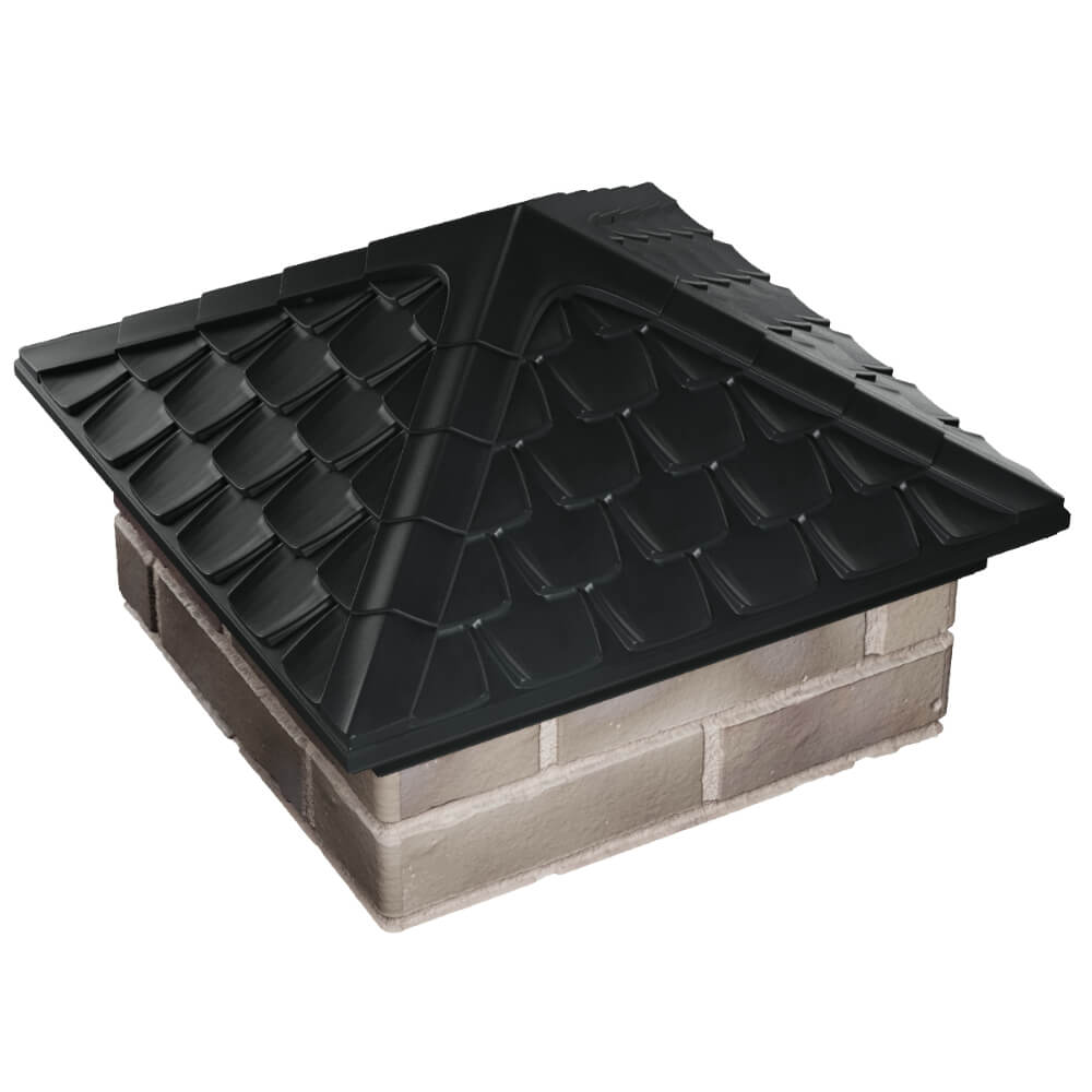 Колпак Zking Эльбрус Черный на столб 1.5х1.5 кирпича (385х385мм) в Серпухове фото