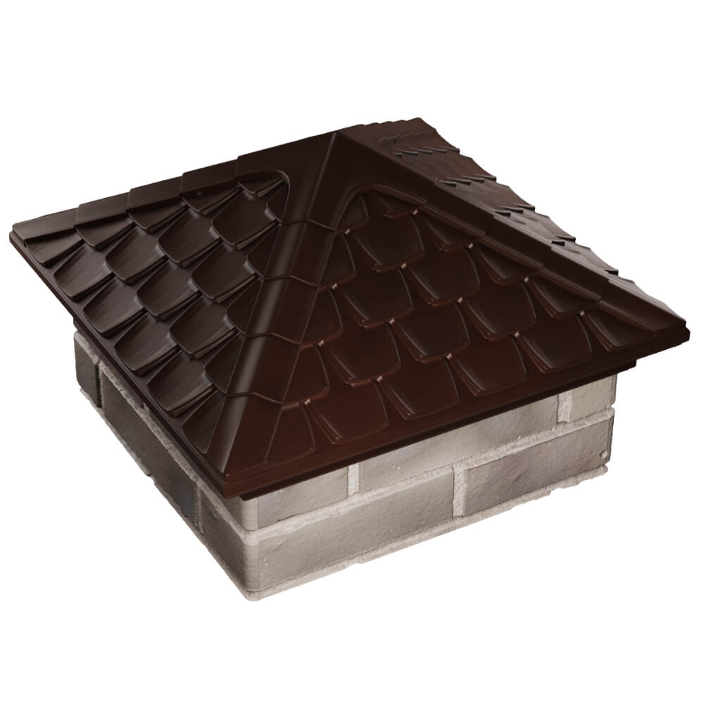 Колпак Zking Эльбрус Коричневый на столб 1.5х1.5 кирпича (385х385мм) в Серпухове фото