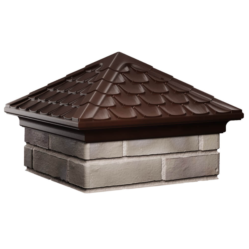 Колпак Zking Эльбрус Коричневый на столб 1.5х1.5 кирпича (385х385мм) в Серпухове фото