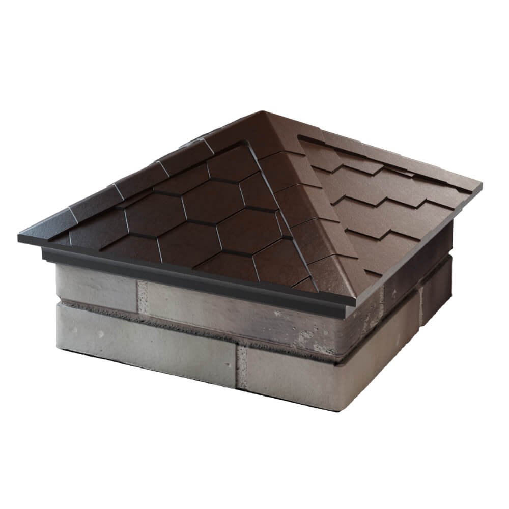 Колпак Zking Эверест Коричневый на столб 1.5х1.5 кирпича (390х390мм) в Серпухове фото